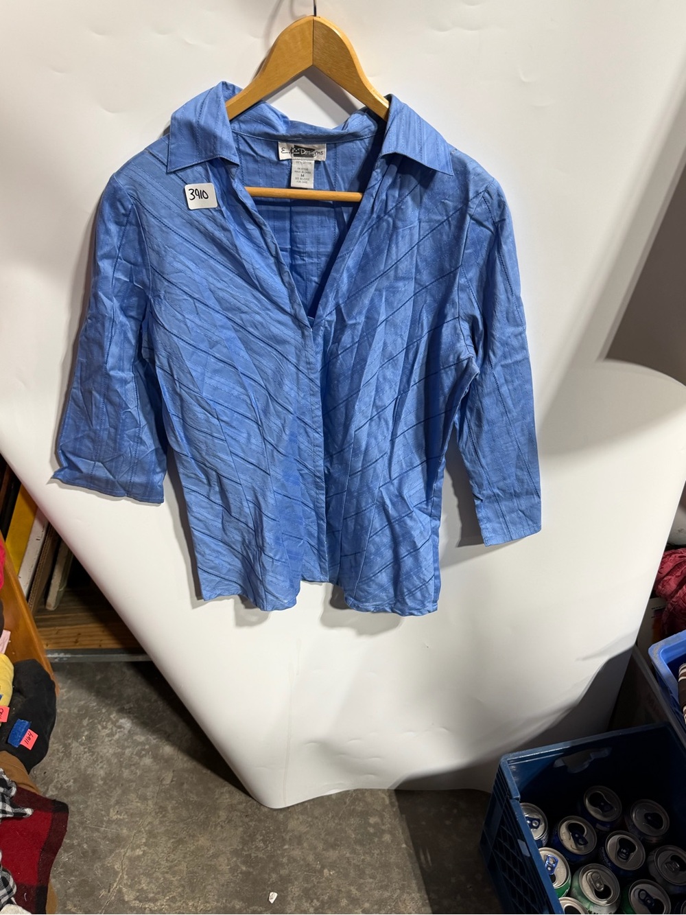#3910-Light Blue Casual Button-Down Shirt by Dana Buchman
